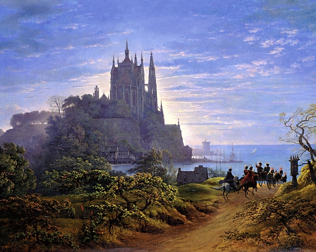 Gothic Church on a Rock by the Sea by Karl Friedrich Schinkel