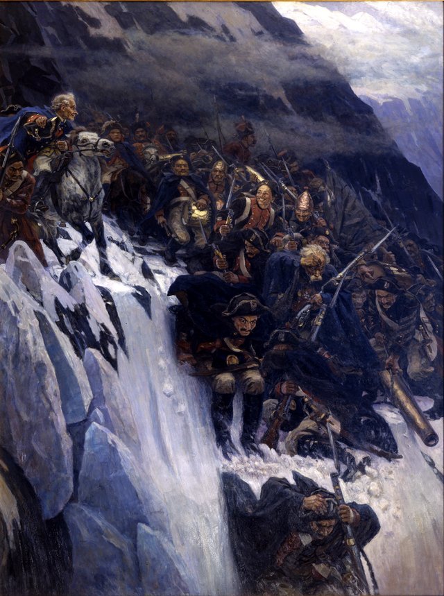 Suvorov Crossing the Alps in 1799 by Vasily Surikov