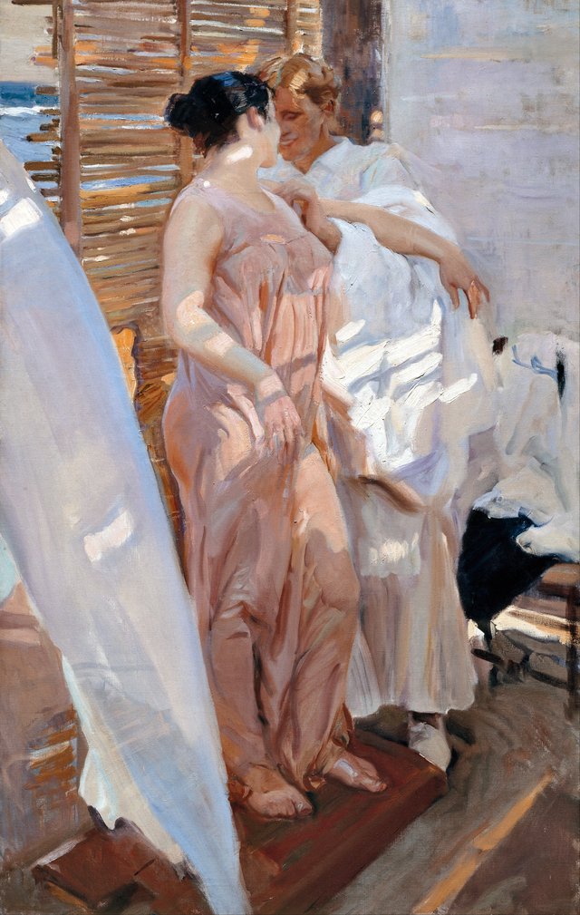 La bata rosa by Joaquín Sorolla