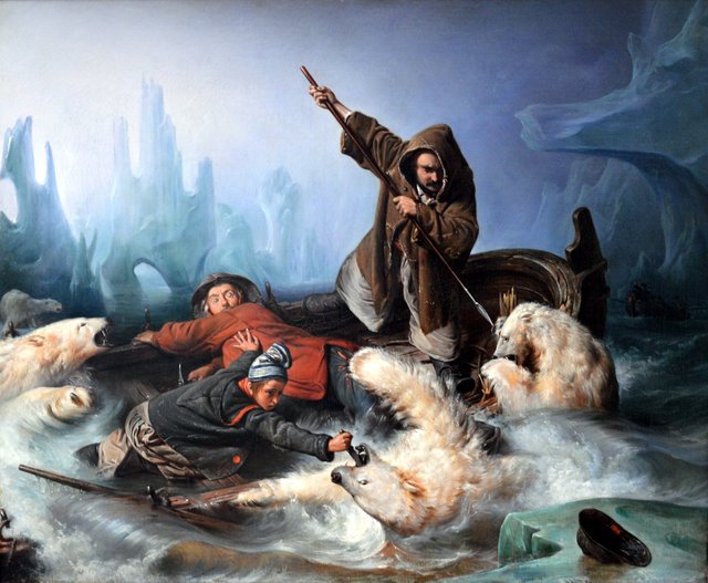 Fight with Polar Bears by François-Auguste Biard