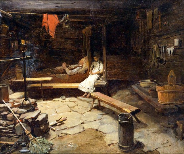 On a mountain hut by François-Auguste Biard