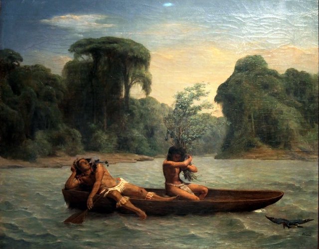 Two Indians in a Canoe by François-Auguste Biard