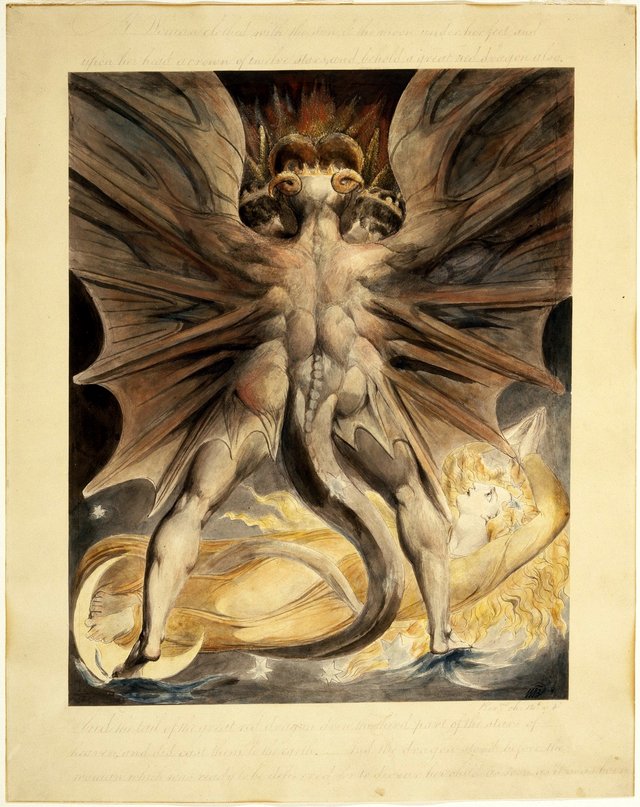 The Great Red Dragon and the Woman Clothed with the Sun (Rev. 12: 1-4) by William Blake