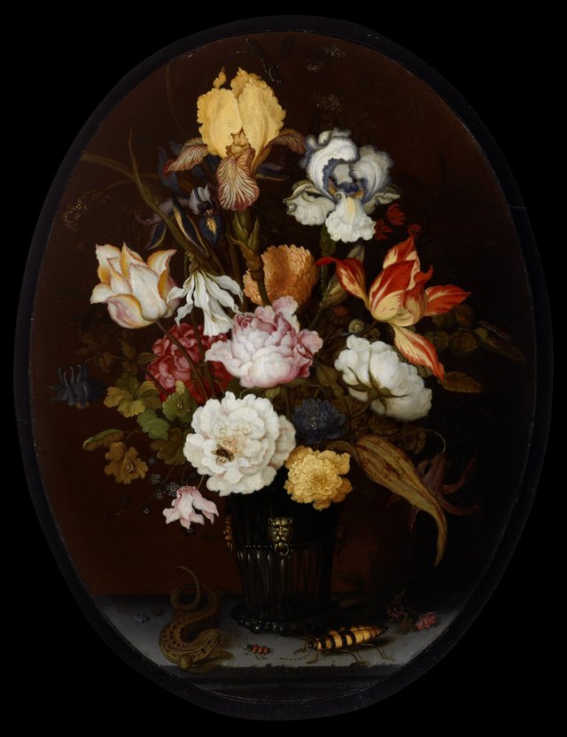 Flower Still Life in a Glass Vase by Balthasar van der Ast