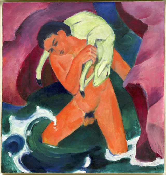 Young Boy with a Lamb; The Good Shepherd by Franz Marc