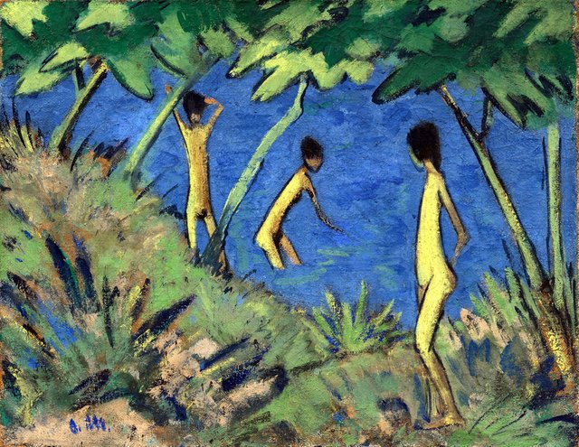 Landscape with Yellow Nudes by Otto Mueller