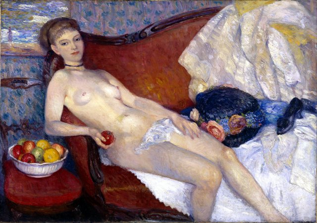 Nude with Apple by William James Glackens