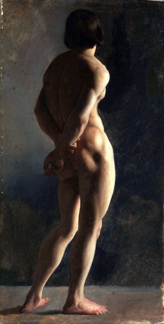 Male Nude, Seen from Behind by Hippolyte Flandrin