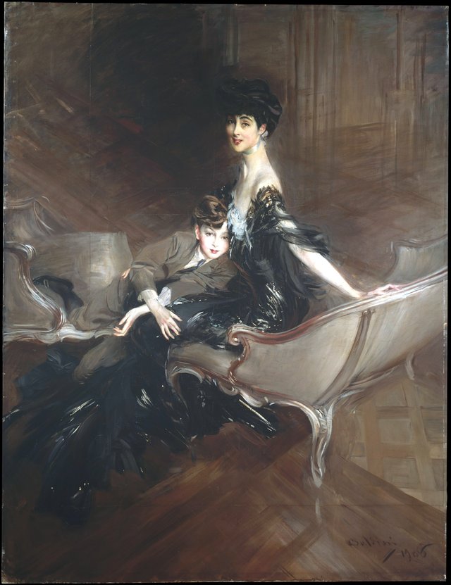 Consuelo Vanderbilt (1876–1964), Duchess of Marlborough, and Her Son, Lord Ivor Spencer-Churchill (1898–1956) by Giovanni Boldini