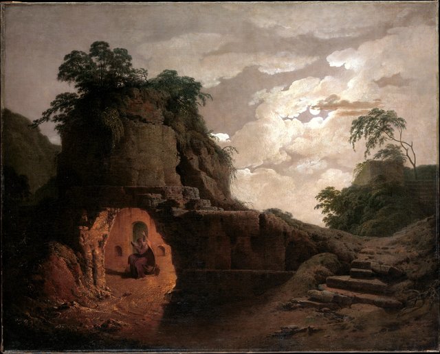 Virgil's Tomb by Moonlight, with Silius Italicus Declaiming by Joseph Wright