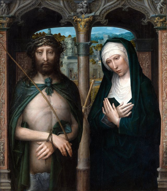 Christ Crowned with Thorns (Ecce Homo), and the Mourning Virgin by Adriaen Isenbrandt