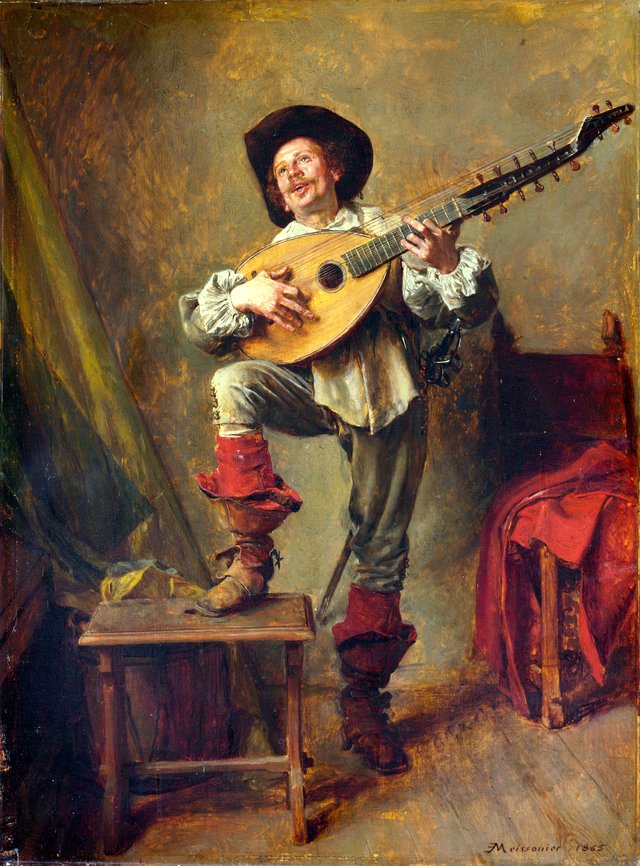 Soldier Playing the Theorbo by Jean-Louis-Ernest Meissonier
