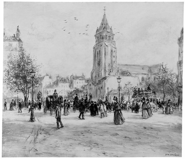 Place Saint-Germain-des-Prés, Paris by Jean-François Raffaëlli
