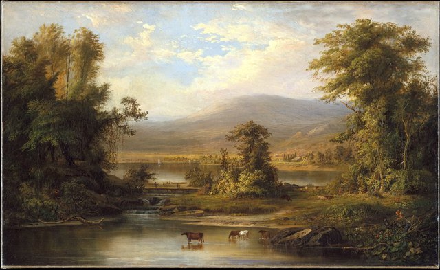 Landscape with Cows Watering in a Stream by Robert Seldon Duncanson