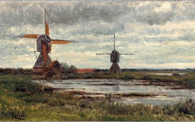 Polder Landscape with Mills by Willem Roelofs