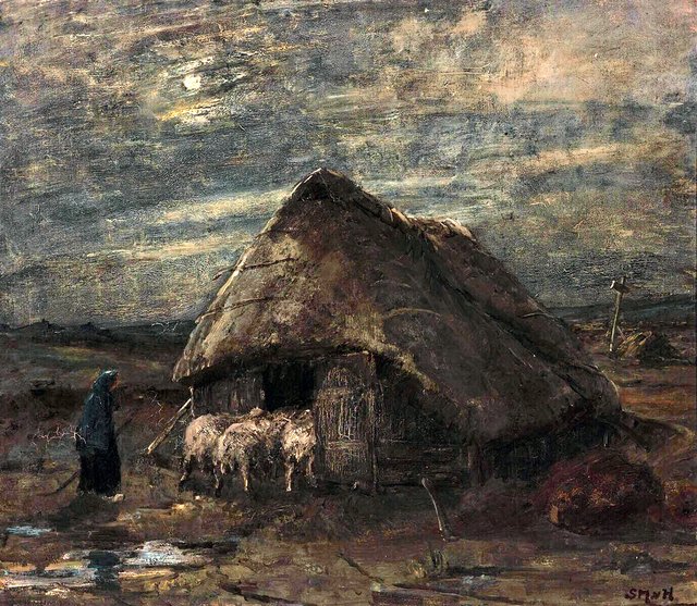 Heath with a Sheep-Fold in Moonlight by Sina Mesdag-van Houten
