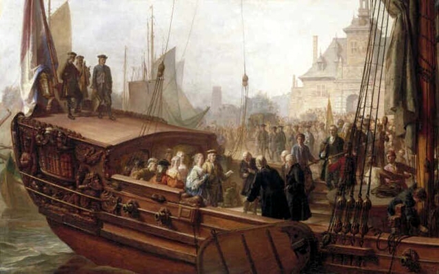 The Welcome by the Mayor of Rotterdam of William IV, Prince of Orange and his Consort Anna of Great Britain by Jacob Spoel