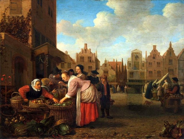 View of the Great Market in Rotterdam by Hendrik Martenszoon Sorgh