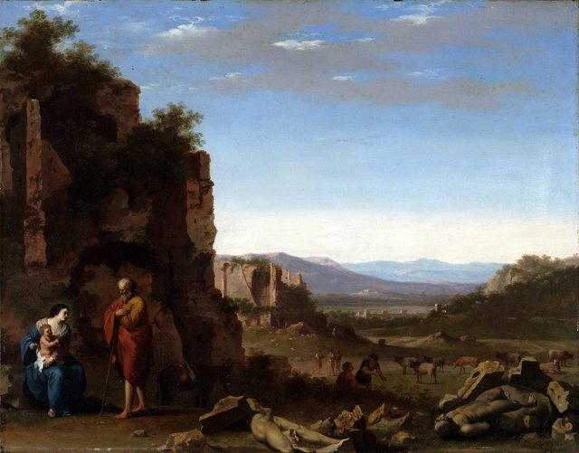 The Rest on The Flight into Egypt by Cornelius van Poelenburgh