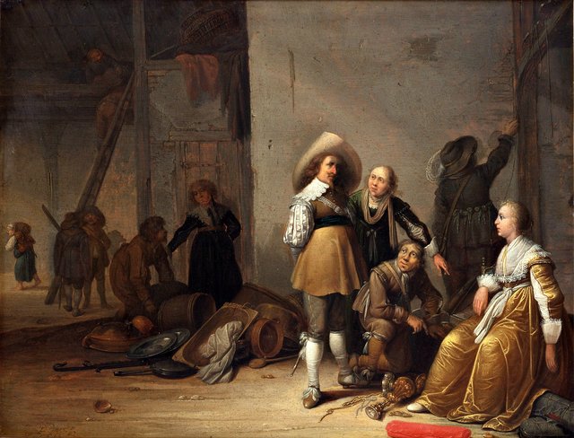 Requisitioning on the threshing floor of a barn by Pieter Symonsz Potter