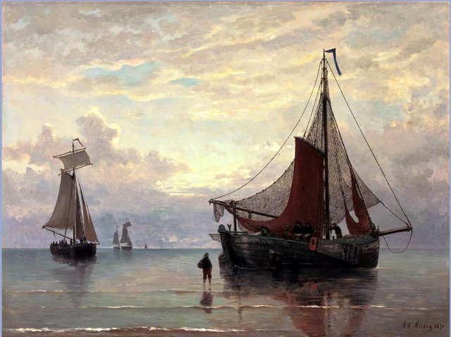 Sunset on the Dutch coast by Hendrik Willem Mesdag