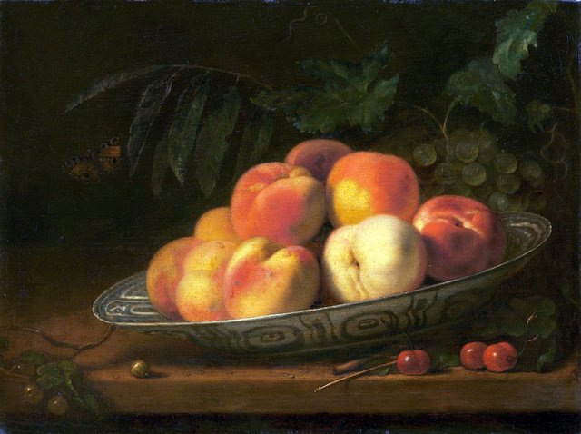 Bowl of peaches by Abraham van Calraet
