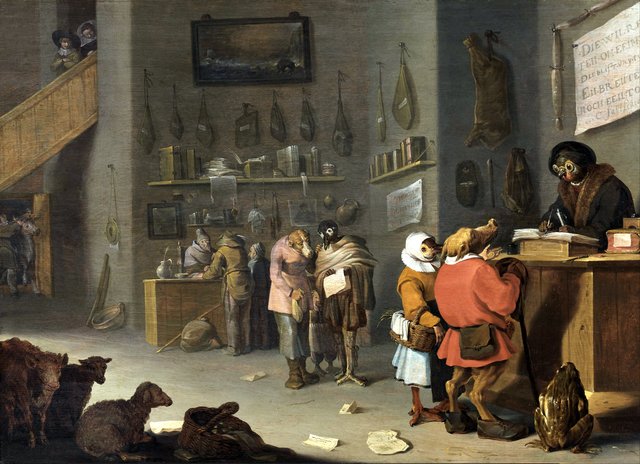 "Who sues for a cow" by Cornelis Saftleven