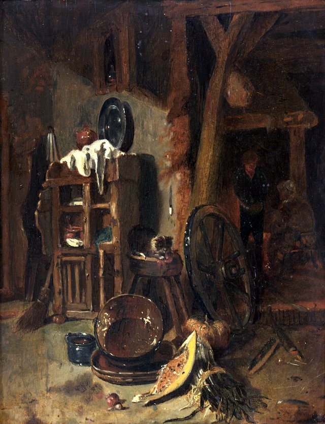 Kitchen interior by Willem Kalf