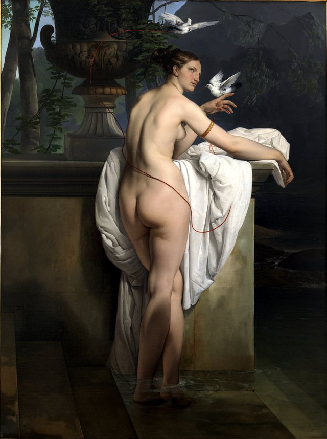 Venus playing with two doves by Francesco Hayez