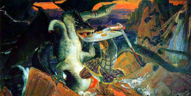Ivan Tsarevich Fighting the Dragon by Viktor Vasnetsov