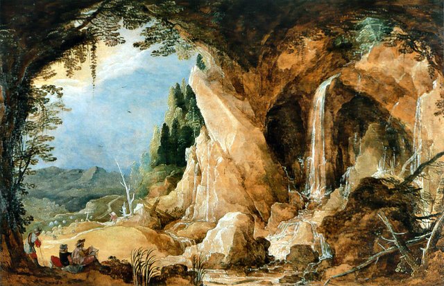 Landscape with a cave by Joos de Momper the Younger
