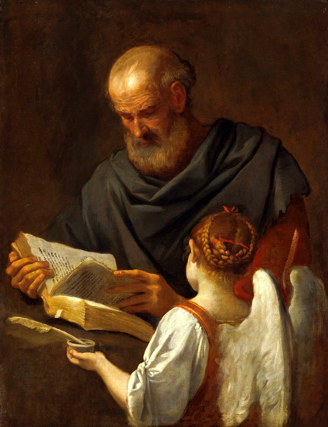 Saint Matthew and the Angel by Simone Cantarini