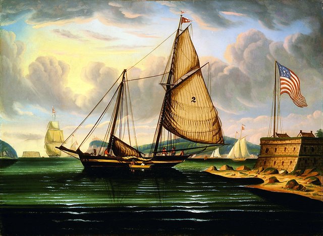 New York Harbor with Pilot Boat "George Washington" by Thomas Chambers