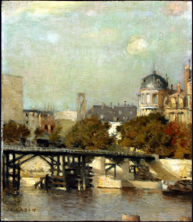 Paris Scene with Bridge by Jean-Charles Cazin
