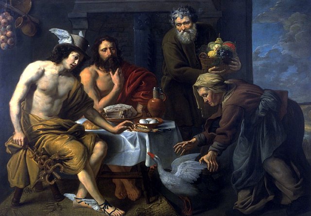 Mercury and Jupiter in the House of Philemon and Baucis by Jacob van Oost