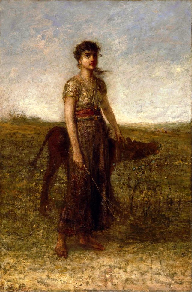 Girl and Calf by George Fuller