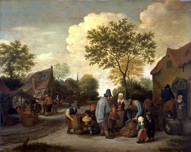 Village Scene by Cornelis Dusart
