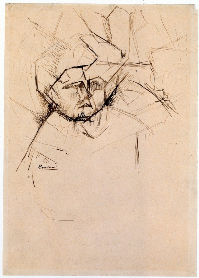 Analytical Study of a Woman's Head Against Buildings by Umberto Boccioni