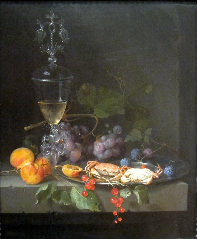 Still Life with Crabs on a Pewter Plate by Abraham Mignon