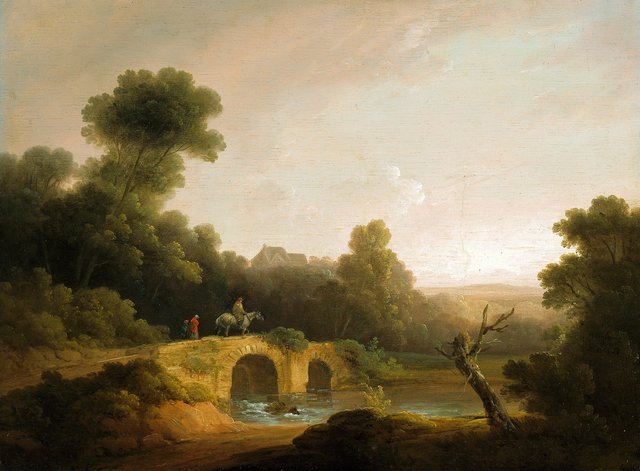 Landscape with Figures Crossing a Bridge by George Morland
