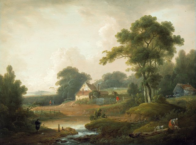 Landscape with Fisherman and Washerwoman by George Morland