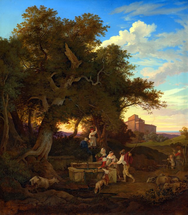 The Fountain at Grottaferrata by Ludwig Richter