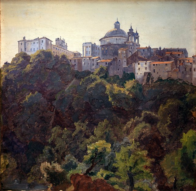 View towards Ariccia and the Palazzo Chigi and S. Maria dell'Assunzione, Italy by Thorald Læssøe