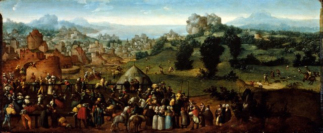 Landscape with Tournament and Hunters by Jan van Scorel