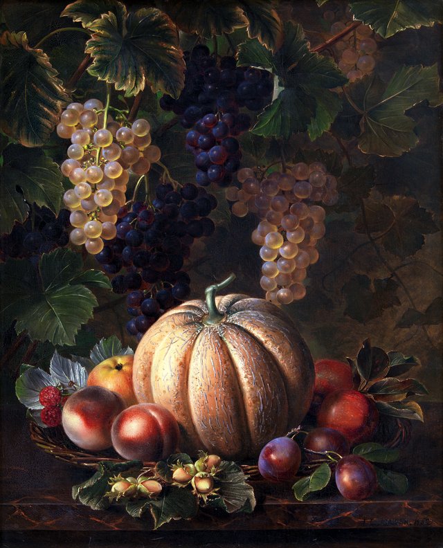 Various Fruits, including Melon and Grapes by Johan Laurentz Jensen