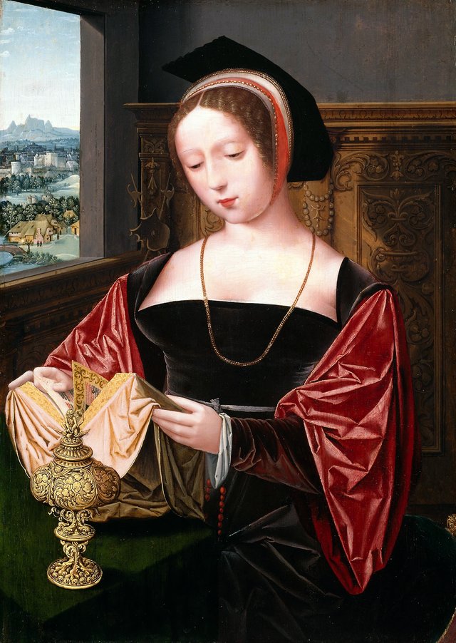 A Lady Reading as Mary Magdalene by Master of the Female Half-Lengths