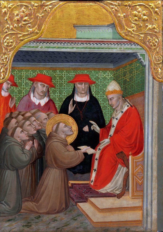 Saint Francis before the Pope (Confirmation of the Franciscan Rule) by Spinello Aretino