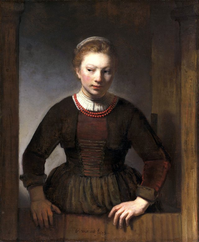 Young Woman at an Open Half-Door by Samuel van Hoogstraten