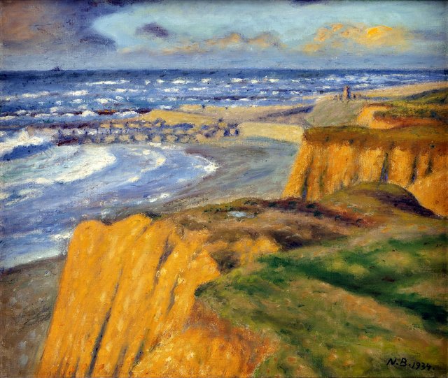 Bovbjerg ved solnedgang. Efterår by Niels Bjerre