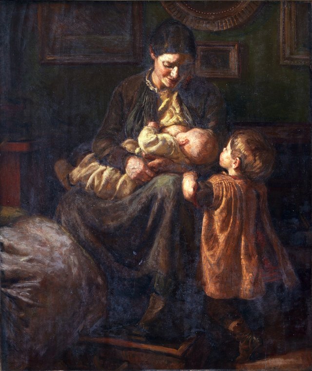 Kunstnerens hustru med to børn by Joakim Skovgaard